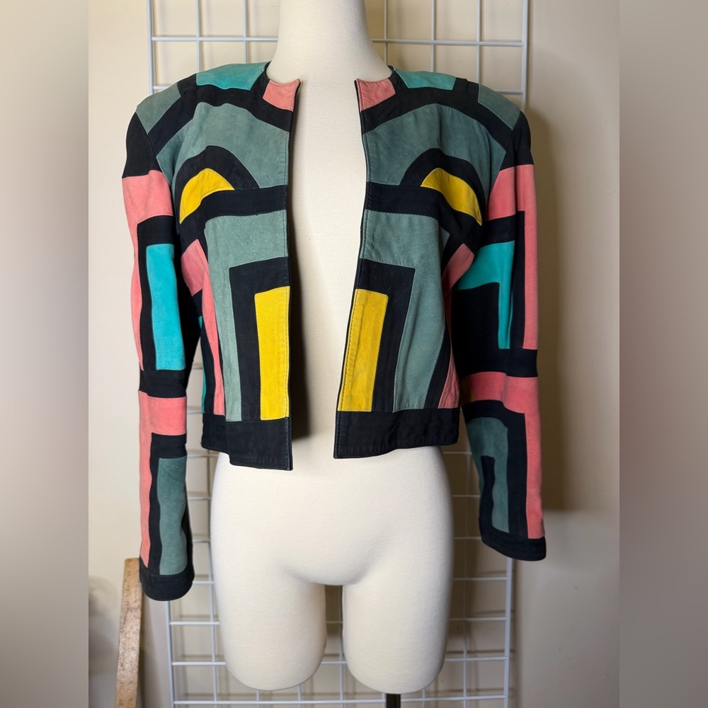 Vallentino Vera Pelle-"A Study in Color Blocking" Suede Jacket